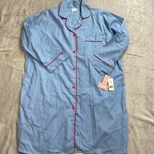 Vintage Night Shirt Sleep Gown Large NWT Women’s Carole Button Up Blue